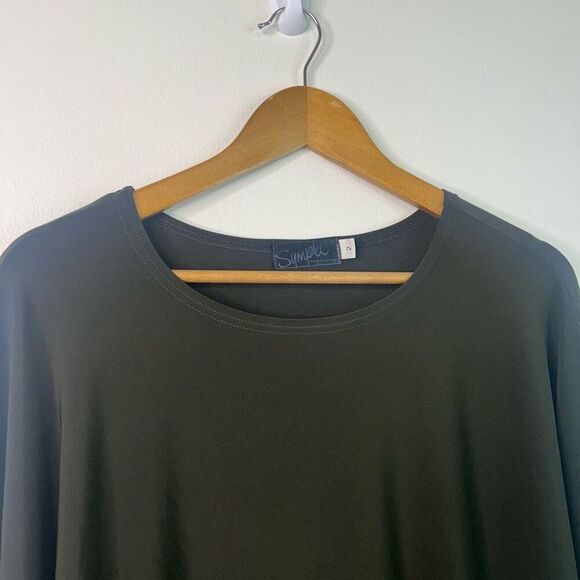 Sympli Size 2 Green Long Sleeve Stretch Jersey Tunic Top Canada Lagom Minimalist - Picture 2 of 9